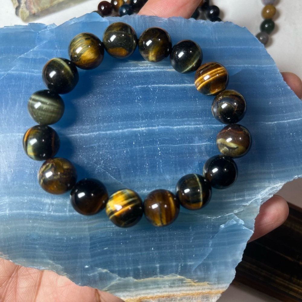 Men’s BlueTiger Eye Beaded Bracelet
